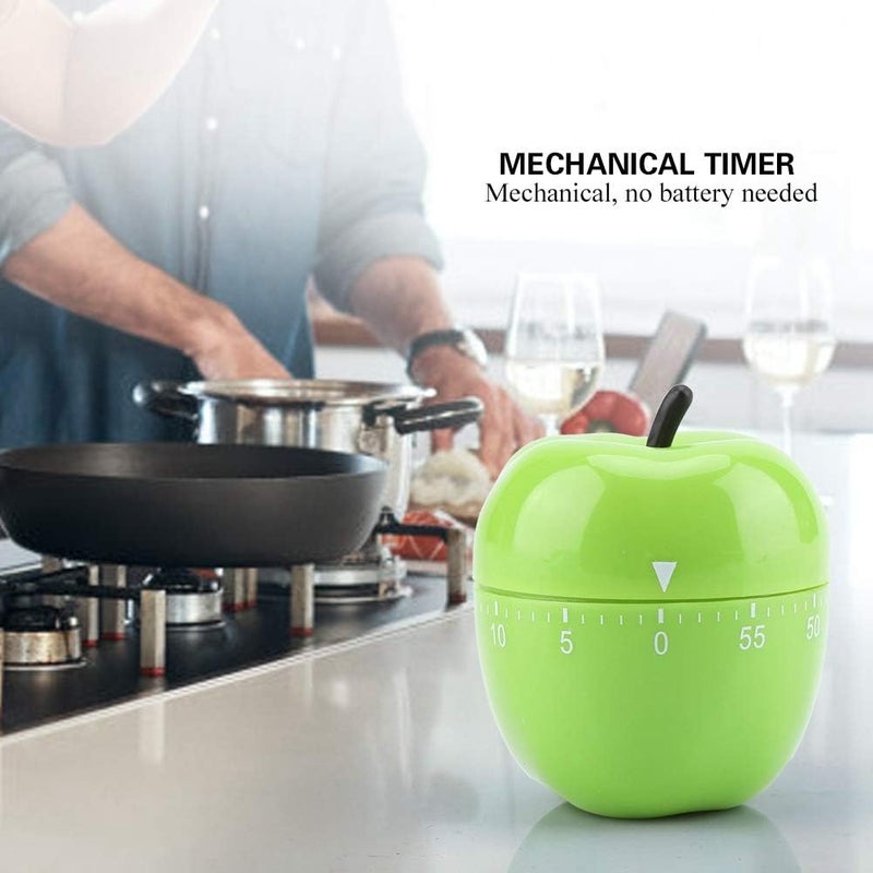 woobles Kitchen Timer, 60 Minutes Mechanical Wind-Up Timer Apple Shape Kitchen Cooking Timer No Battery Needed,Suitable for Kitchen Cooking Baking Housework Labs Timing - Image 2